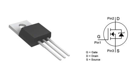 IRLZ44N MOSFET -datablad, krets, motsvarande, pinout