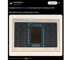 Tesla kompletterar AI5 Chip Tape-Out, tillverkad av TSMC och Samsung